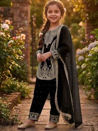 Georgette Fabric Black Colour Kids Sharara