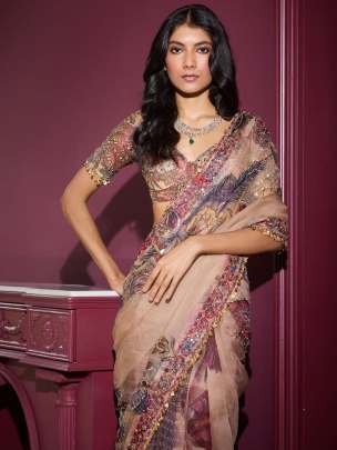 Georgette Handwork Sequience Work Saree