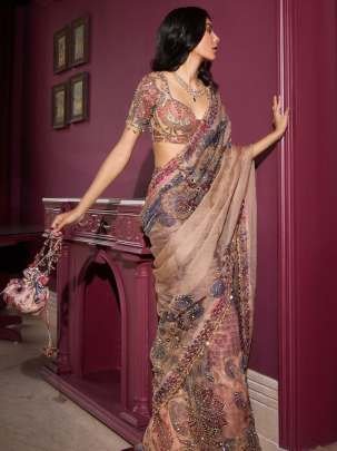 Georgette Handwork Sequience Work Saree