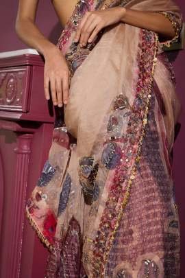 Georgette Handwork Sequience Work Saree