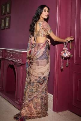 Georgette Handwork Sequience Work Saree