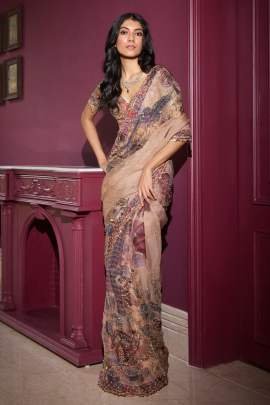 Georgette Handwork Sequience Work Saree