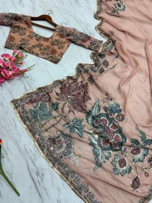 Georgette Handwork Sequience Work Saree