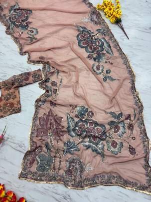 Georgette Handwork Sequience Work Saree