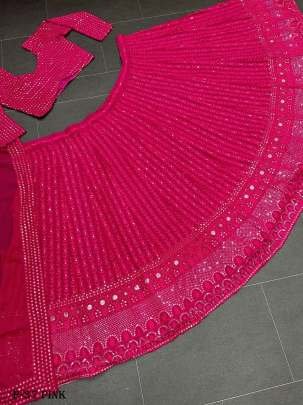 Georgette Pink Sequence Lehenga Choli With Dupatta