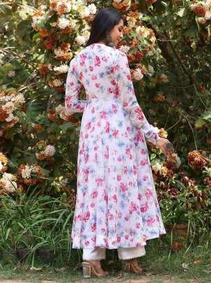 Georgette Printed White Color Midi Dress