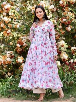 Georgette Printed White Color Midi Dress
