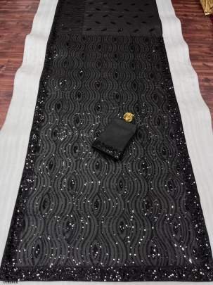 Georgette sequence embroidered printed fancy saree