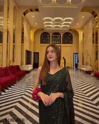 Georgette sequence embroidered printed fancy saree