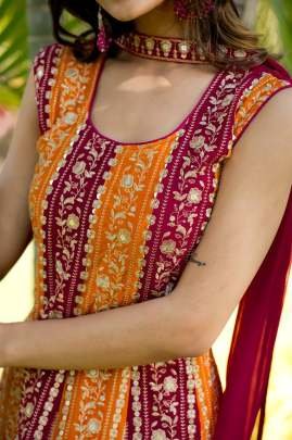Georgette Silk Sequence Embroidery Work Sharara Suit