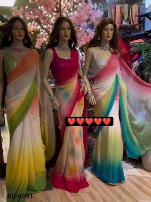 Georgette Siroski Diamond Saree With Ready Made Blouse