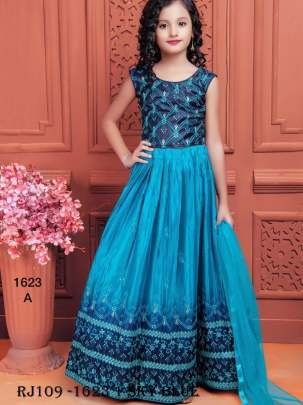 Girls Ethnic Wear Sequins Work Sky Blue Lehenga