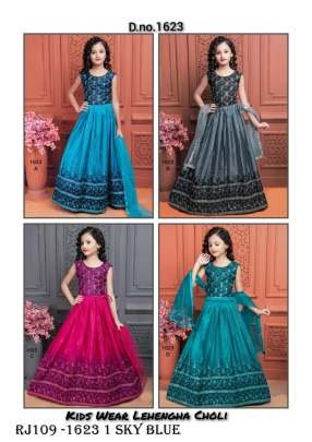 Girls Ethnic Wear Sequins Work Sky Blue Lehenga