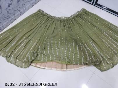 Glamorous Sequins Embroidery Work Mehndi Green