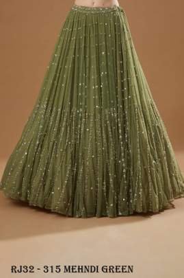 Glamorous Sequins Embroidery Work Mehndi Green