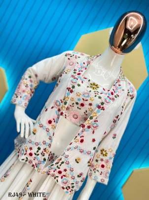 Glamorous White Chinon Sequence Embroidery Crop Top Lehenga Choli