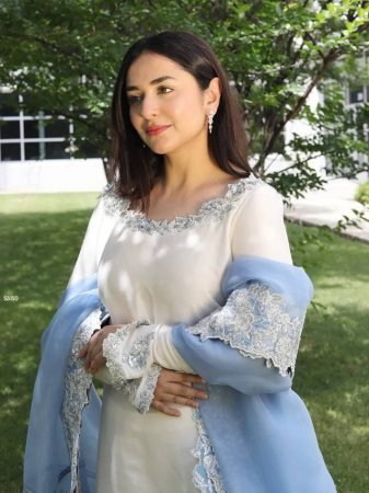 Glass Silk Embroidered Kurta Palazzo Set with Organza Dupatta for Women