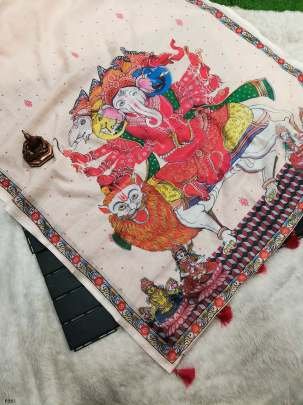 Gods Digital Print Linen Saree