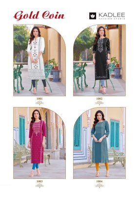 Gold Coin Catalog Present Rayon Screen Print Kurti