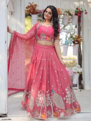 Gold Coin Embroidered Pink Lehenga Choli