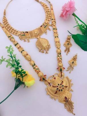 Gold Plated Combo Long and Short Jewellery Set