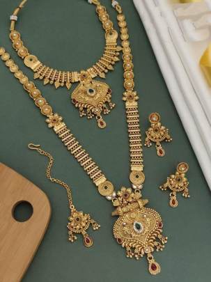 Gold Plated Long and Short Necklace Combo Set -1 