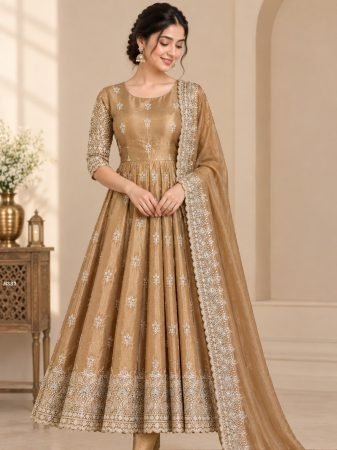 Golden Brown Jimmy Choo Anarkali Suit Set