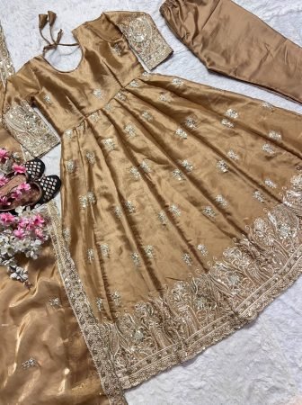 Golden Brown Jimmy Choo Anarkali Suit Set