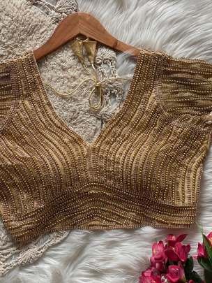 Golden Moti Work Ready Made Blouse