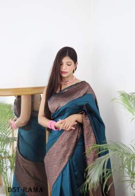 Golden Zari Banarasi Silk Saree for Special Occasions