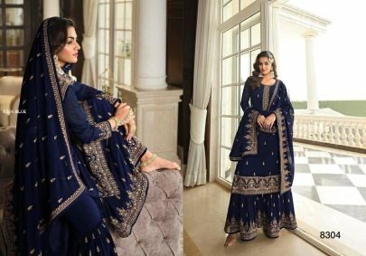 Gorgeous Blue Georgette Semi Stitched Sharara Suit