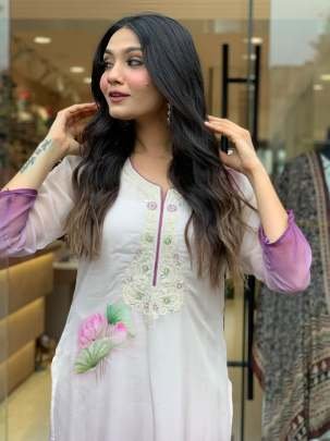 Gorgeous Designer Floral Printed Kurtis Set With Neck Work