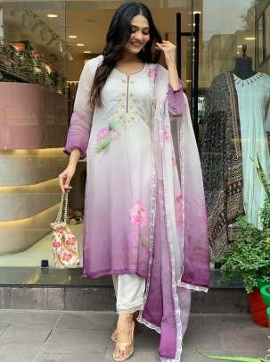 Gorgeous Designer Floral Printed Kurtis Set With Neck Work