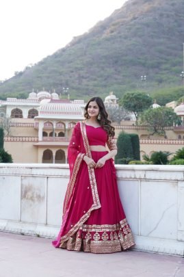 Gorgeous Georgette Flared Pink Lehenga with Sequins and embroidered Work