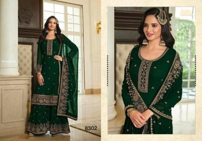 Gorgeous Green Georgette Semi Stitched Sharara Suit