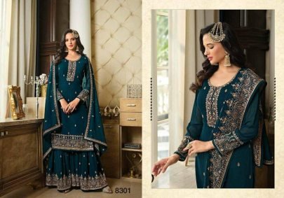 Gorgeous Rama Georgette Semi Stitched Sharara Suit