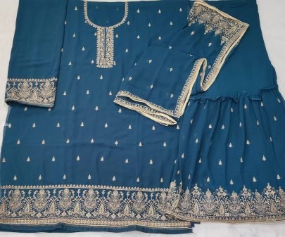 Gorgeous Rama Georgette Semi Stitched Sharara Suit