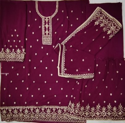 Gorgeous Rani Pink Georgette Semi Stitched Sharara Suit
