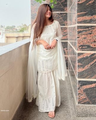 Gorgette Embroidery work Fourside lace broder Sharara suit
