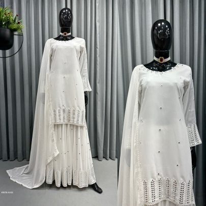 Gorgette Embroidery work Fourside lace broder Sharara suit