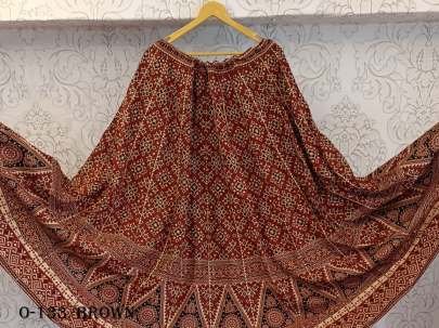 Gota Patti Lace Work Brown Cotton Lehenga