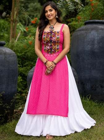 Gota patti  Work Rani  Colour Navratri Lehenga