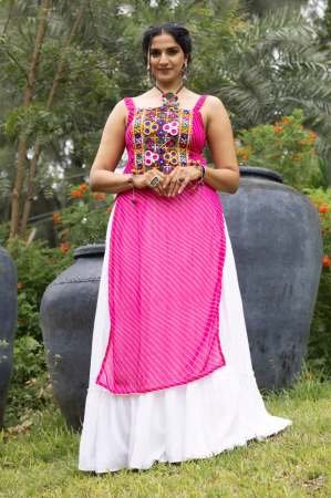 Gota patti  Work Rani  Colour Navratri Lehenga