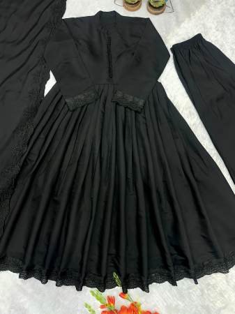 Gown Style Black Colour Ready Made Suit