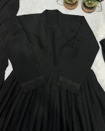 Gown Style Black Colour Ready Made Suit