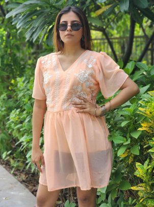 Graceful Cream Anarkali Top with  Crepe Inner Ethnic Wear for Women