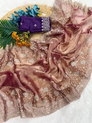 Gracefully Jimmy Choo  Saree with Contrast Blouse