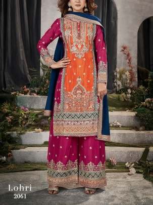 Grand Luxury Look Embroidered Chinon Pakistani Palazo Suits