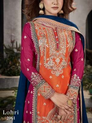 Grand Luxury Look Embroidered Chinon Pakistani Palazo Suits