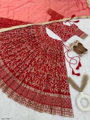 Grand Red Color Embroidery Sequence Lehenga Choli